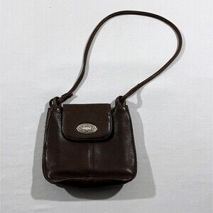 Vtg Fossil Brown Pebble Grain Leather Crossbody Purse Bag Boho Hobo Cottagecore